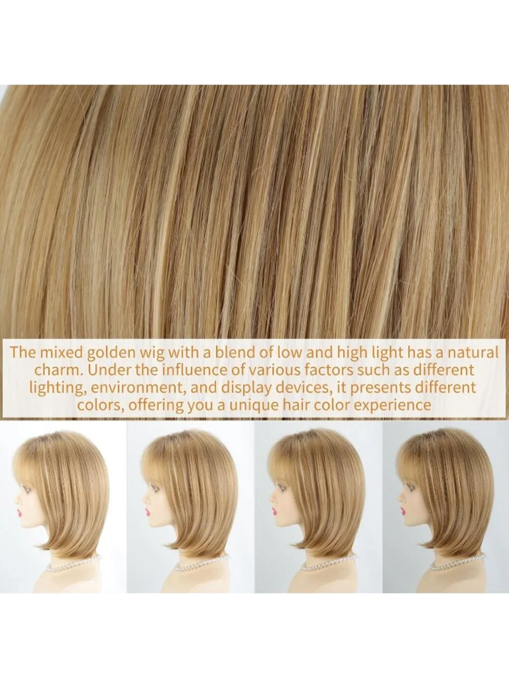 Women's Golden Blonde 12 Inch Mid Length Heat Synthetic Straight Layered Bob Wig